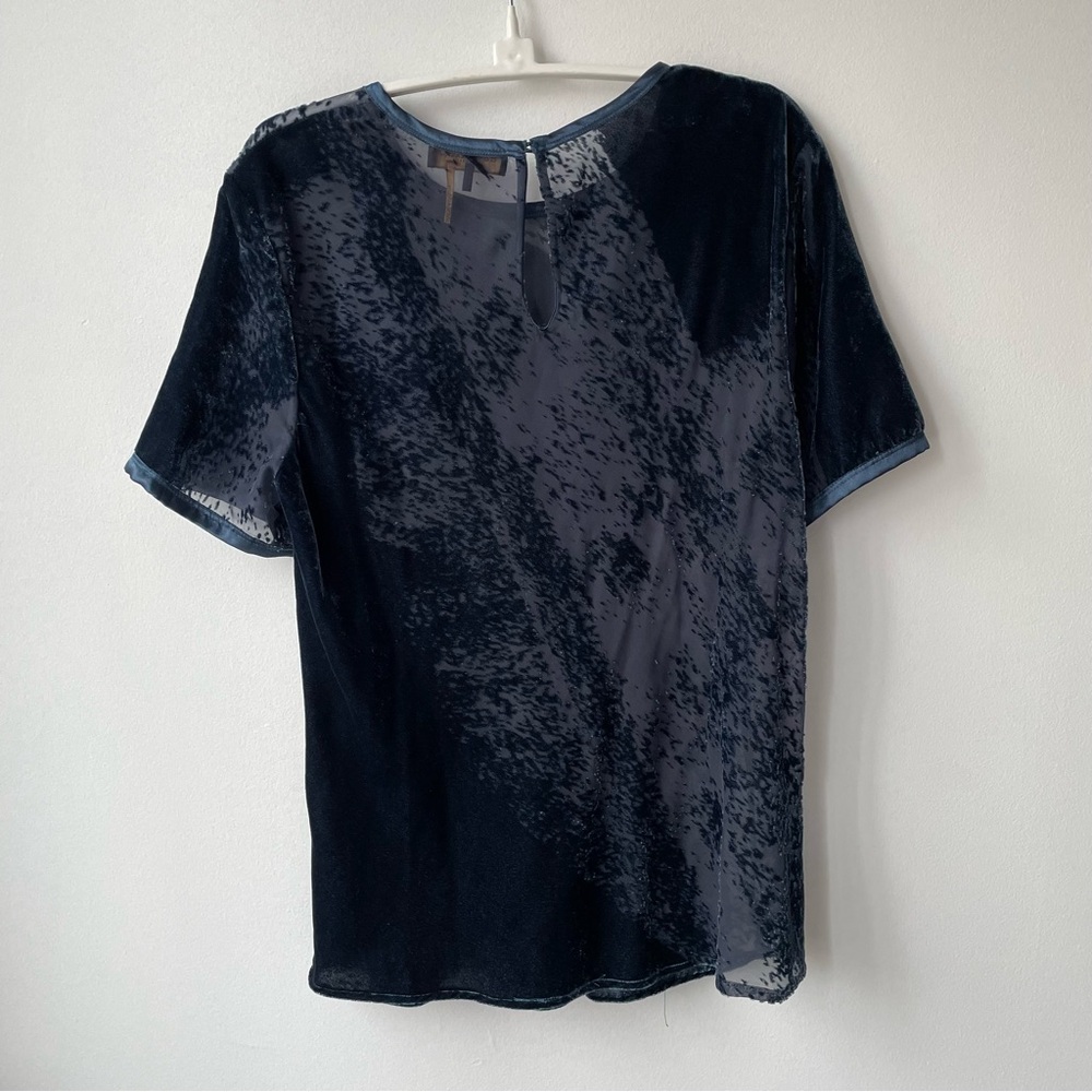 Donna Karan NY Sheer Velvet Top Blue Size M - Picture 5 of 8